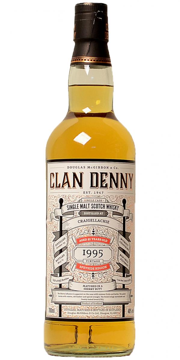 Clan Denny Craigellachie 1995 21 Years Single Malt Scotch Whisky – Speyside, Scotland