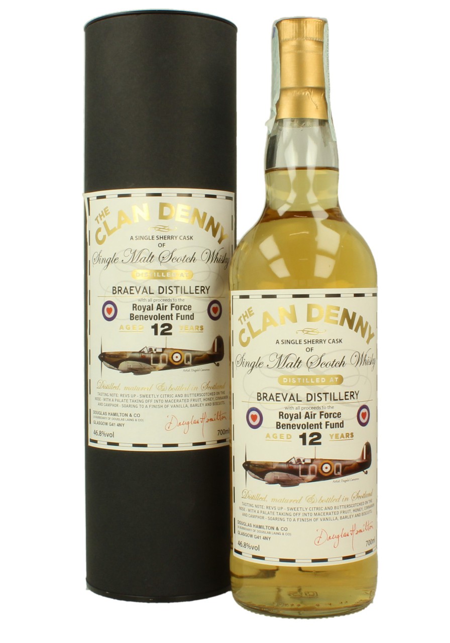 Clan Denny Braeval Royal Air Force Benevolent Fund 12 Years Single Malt Scotch Whisky – Scotland