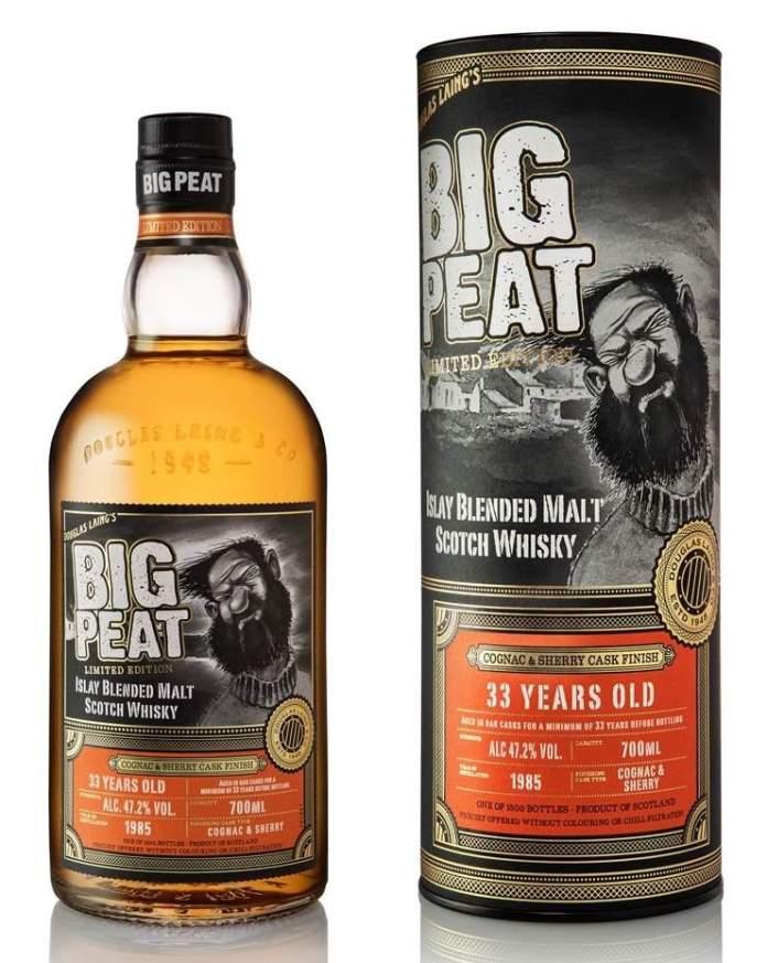 Big Peat Limited Edition Cognac & Sherry Cask Finish 33Yrs Blended Malt Scotch Whisky – Islay, Scotland